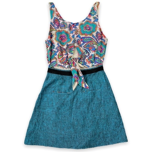 Rachel Roy Paisley Print Tie Back Cutout Linen Fit and Flare Dress sz 4 - Picture 5 of 15